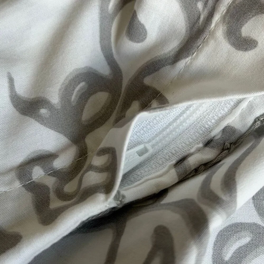 John Robshaw Kajal Gray Queen Duvet 2 Std Sham 1 Euro Sham NWT $615 Retail